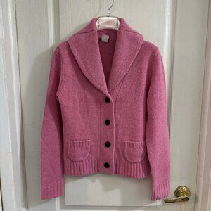 Vintage GUC J. Crew Women Pink Grandpa Cardigan Wool Blend Thick Knit Sz Small
